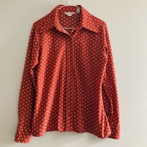 Vintage Long-sleeve Horse Shoe Button-up